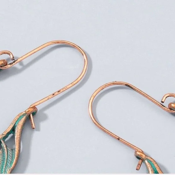 Boho Festival Turquoise Feather Earrings B0040 - Picture 9 of 13